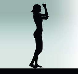 Fototapeta premium woman silhouette with hand gesture