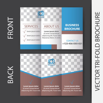 Business tri fold flyer template, brochure or cover design