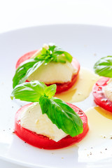 Caprese made by tofu and tomato