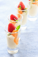 Dessert made by fruits and Tofu