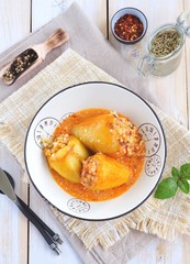 Peppers stuffed with meat and rice