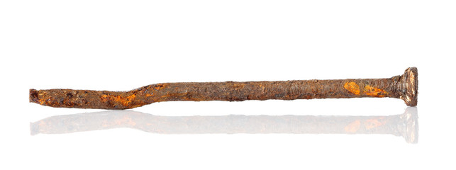 rusty nails isolated on white background