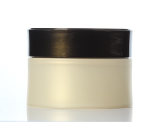 plastic bottles of body care and beauty products