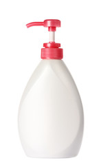 plastic bottles of body care and beauty products