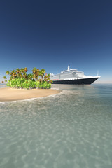 Fototapeta premium Cruise ship and tropical island