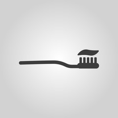 The toothbrush icon. toothpaste symbol. Flat