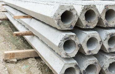The pile of hexagon concrete foundation piles.