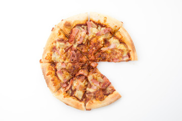 hawaiian pizza isolated on white background