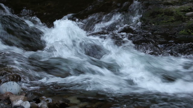 Fast Gushing Water Flowing from Waterfall over Rocks and Boulders Movie 1920x1080