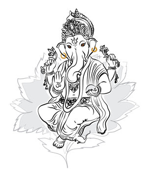 Premium Vector | Lord ganesha hand draw outline vector
