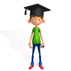 Ronnie with mortar board and diploma