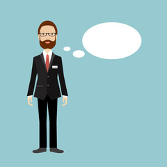 Business man speaking. Flat illustration.