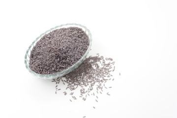 butterfly pea rice isolated on white background