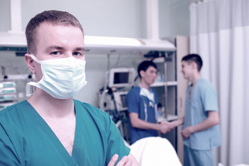 Fototapeta na wymiar Teamwork doctors in hospital ward