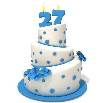 Birthday cake with number twenty seven