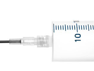 Medical syringe isolated on white background as a concept of res