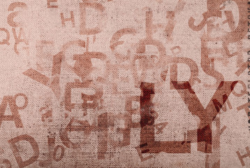 Old canvas background with letters and numbers