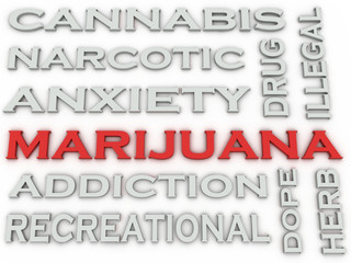 3d image Marijuana  issues concept word cloud background