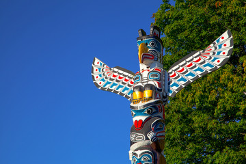 Totempfahl im Stanley Park, Vancouver, Kanada