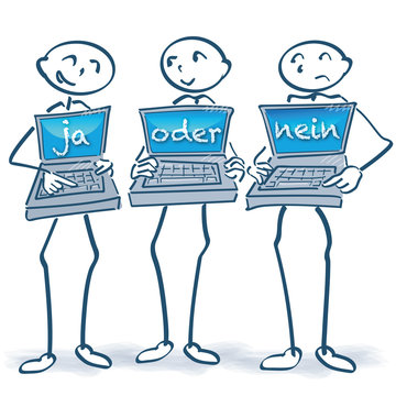 Strichm&auml;nnchen mit Computern Ja und Nein