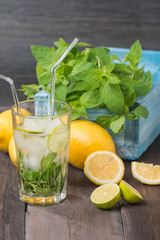 Lemonade with fresh lemon and mint