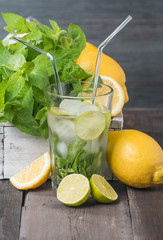 Lemonade with fresh lemon and mint