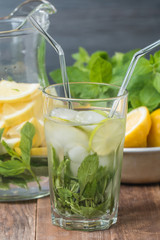 Lemonade with fresh lemon and mint