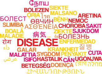 Disease multilanguage wordcloud background concept