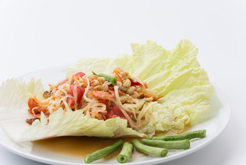 Thai papaya salad also known as Som Tum from Thailand