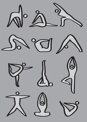Yoga Poses Vector Icon Setnt