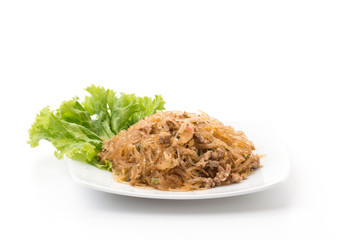 Larb vermicelli or Spicy Vermicelli.Traditional Thai food