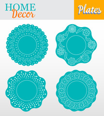 Set of 4 decorative plates for interior design - turquoise
