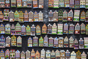 Fototapeta na wymiar miniature canal houses in Amsterdam souvenir shop