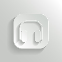 Headphones icon - vector white app button