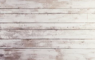 Foto op Plexiglas Witte houten planken met textuur als achtergrond © Halfpoint