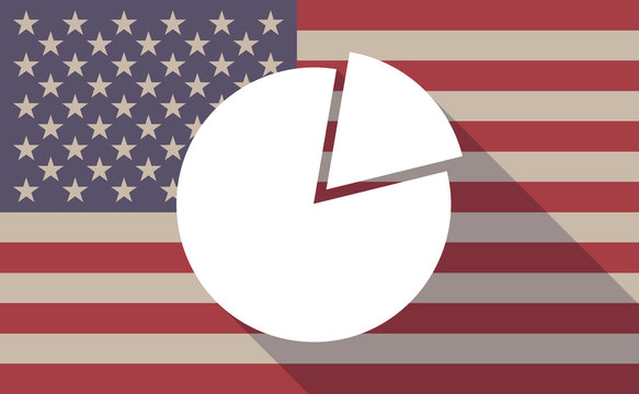 USA flag icon with a pie chart