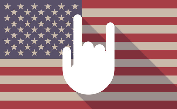 USA flag icon with a rocking hand