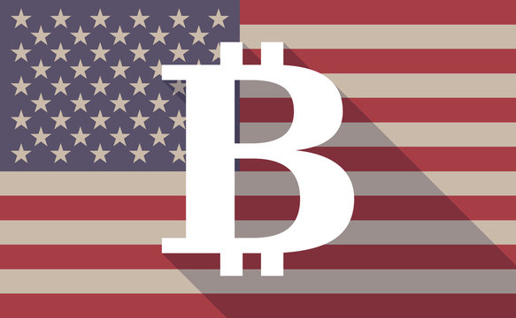 USA flag icon with a bitcoin sign