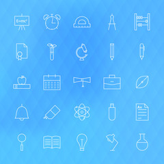 Line School Icons Set