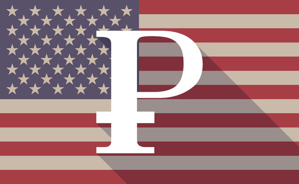 USA flag icon with a ruble sign