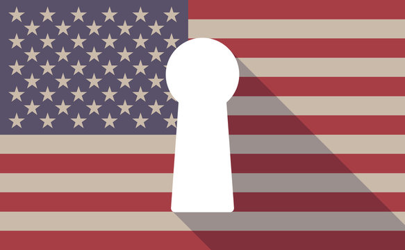 USA flag icon with a key hole