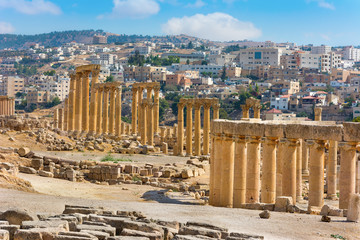 Ancient Jerash Jordan view of the present city