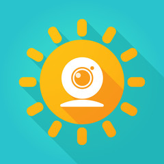 Long shadow sun icon with a webcam