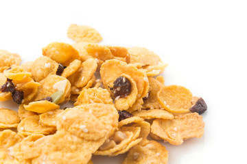 cornflakes and caramel isolated on white background