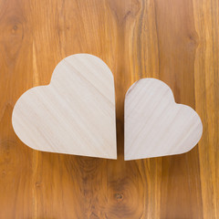 wood heart arrange shaped cloud on brown wooden background