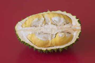 Fototapeta premium King of fruits, durian on red background