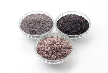 butterfly peas rice ,berry rice and black sticky gaba rice
