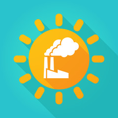 Long shadow sun icon with a factory
