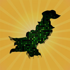 Pakistan sunburst map with hex code illustration