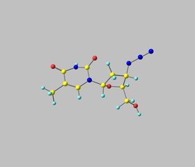 Zidovudine molecule isolated on grey